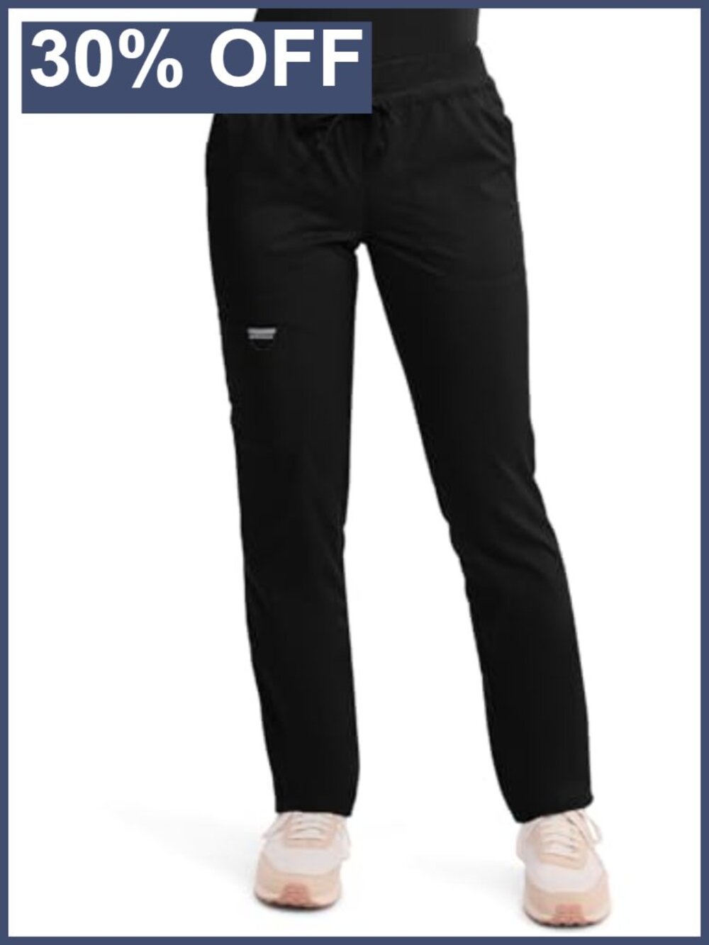 Cherokee Womens Straight Tapered Scrub Pants Pull-On Mid Rise Cargo Pockets